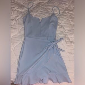 American threads blue wrap dress